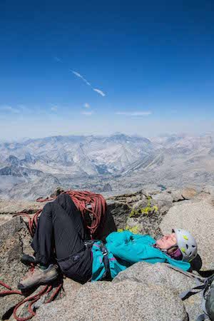 Taking a nap on the summit of North Palisade, at 14,249'